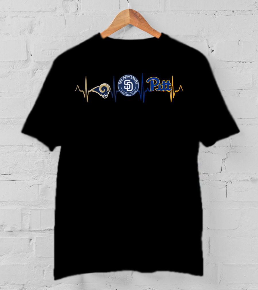 Rams Padres Pitt Heartbeat T-Shirt