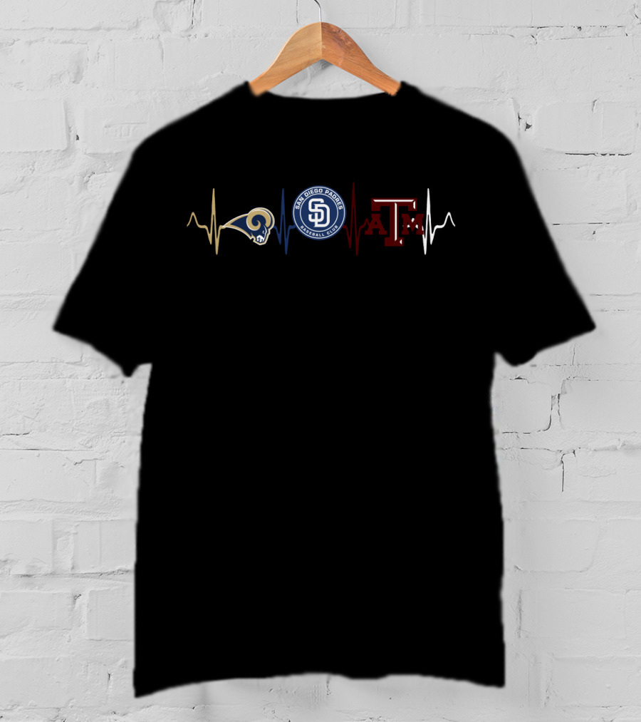 Rams San Diego Padres Texas A&M Heartbeat T-Shirt