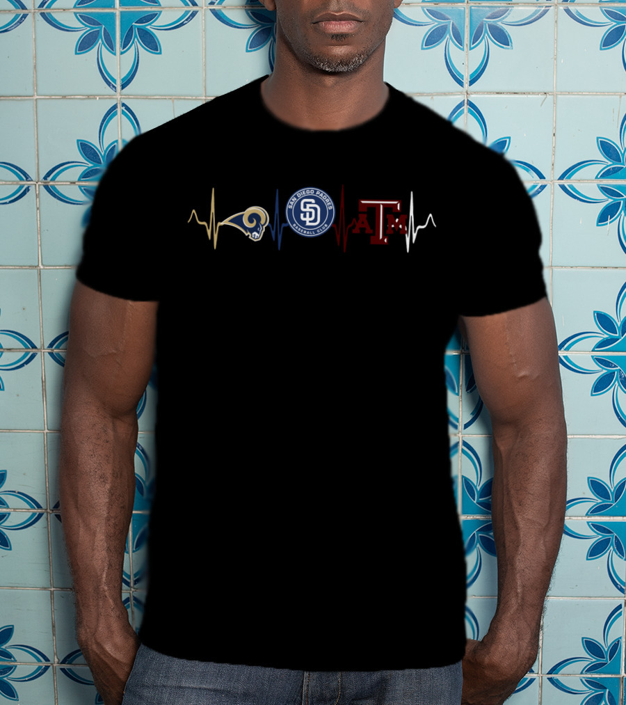 Rams San Diego Padres Texas A&M Heartbeat T-Shirt