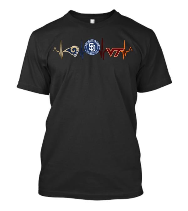 Love Rams San Diego Padres Vth Heartbeat T-Shirt