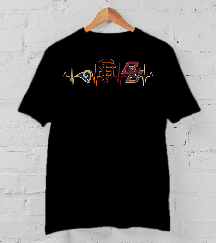 Rams Giants Boston College Heartbeat Sports Fan T-Shirt