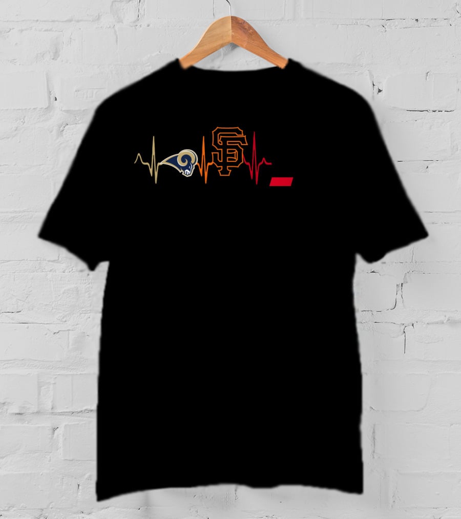 Heartbeat Love Rams Giants Cincinnati T-Shirt