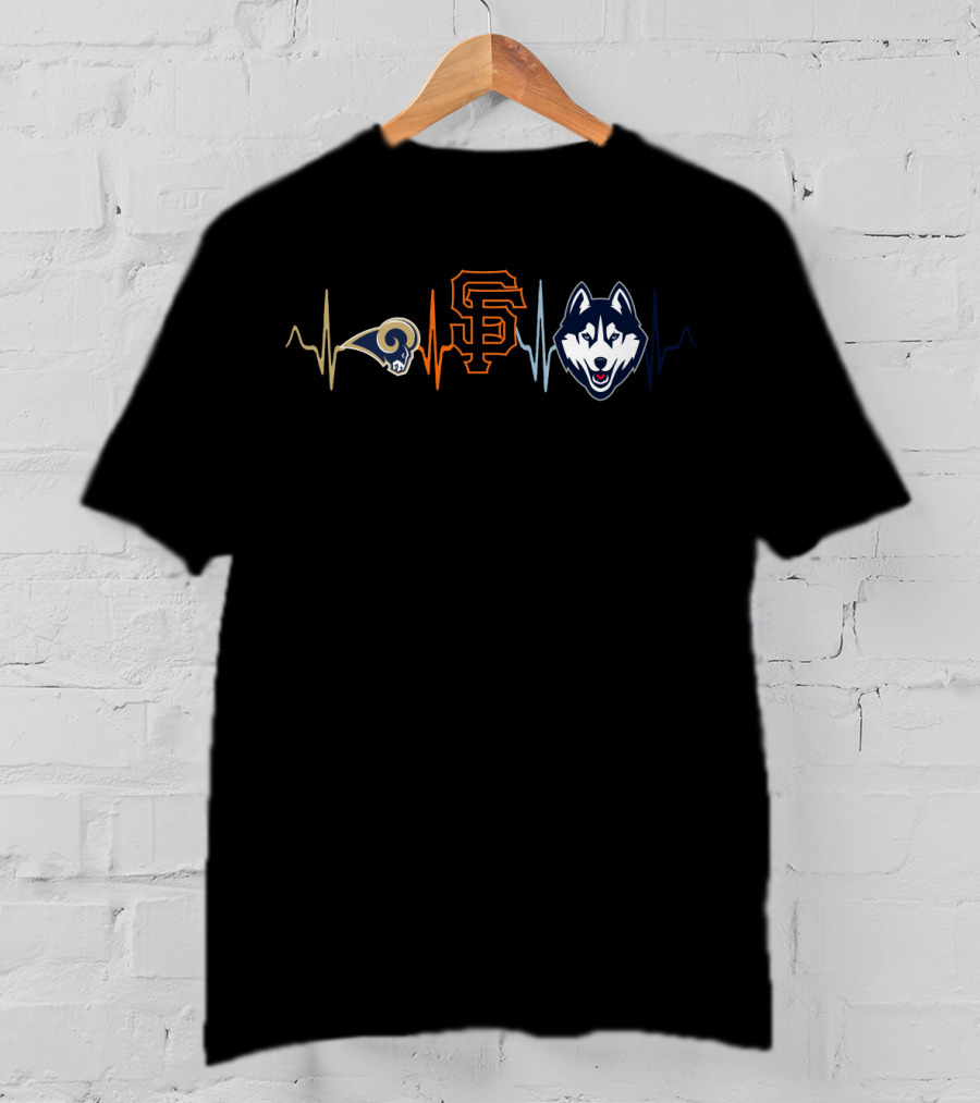 Love Rams Giants Husky Heartbeat T-Shirt