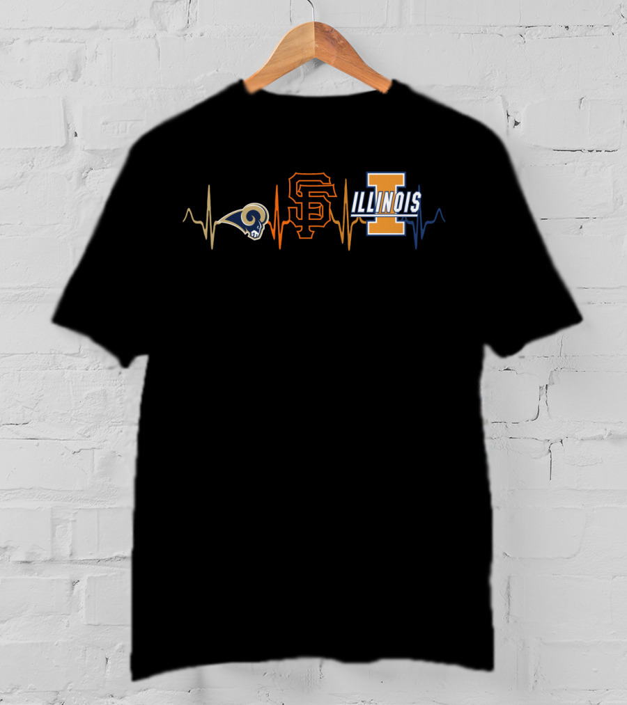 Rams Sf Giants Illinois Heartbeat Love T-Shirt