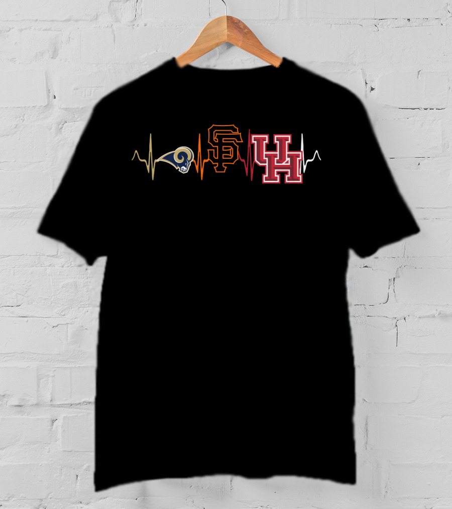 Love Rams Giants Uh Heartbeat T-Shirt