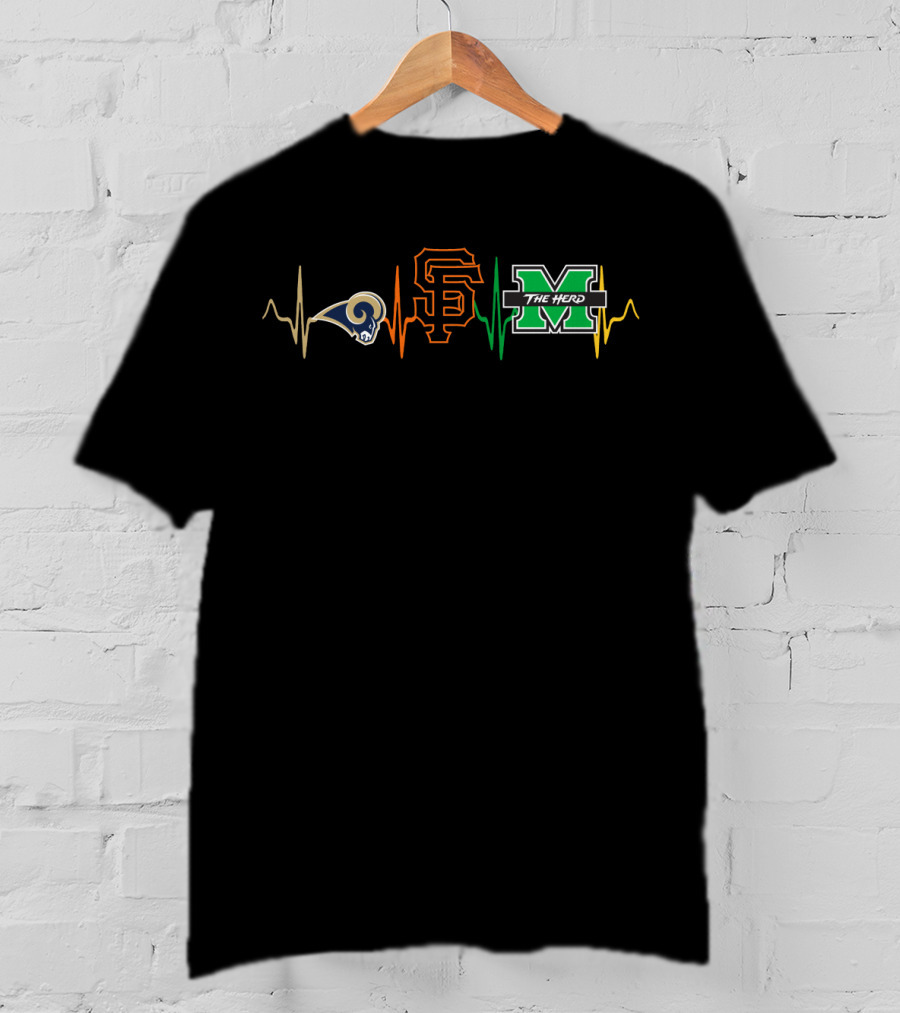 Love Rams With San Francisco Giants With Marshall The Herd Mth T-Shirt