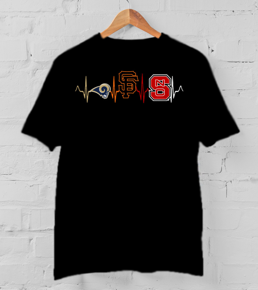 Love Rams San Francisco Giants Nc State Heartbeat T-Shirt
