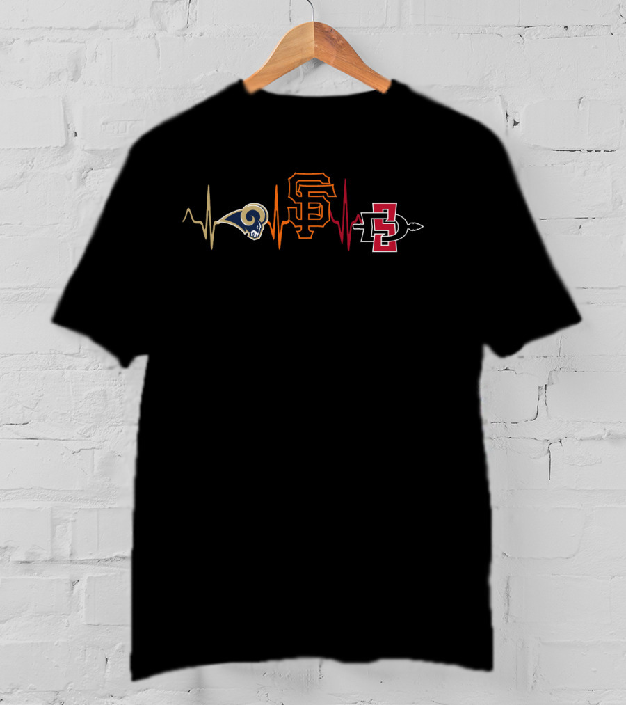 Heartbeat Of Rams Giants San Diego State Aztecs Sdsa T-Shirt