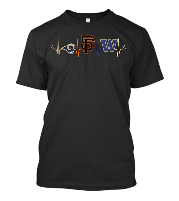 Love Rams Giants Sf Wh Heartbeat T-Shirt