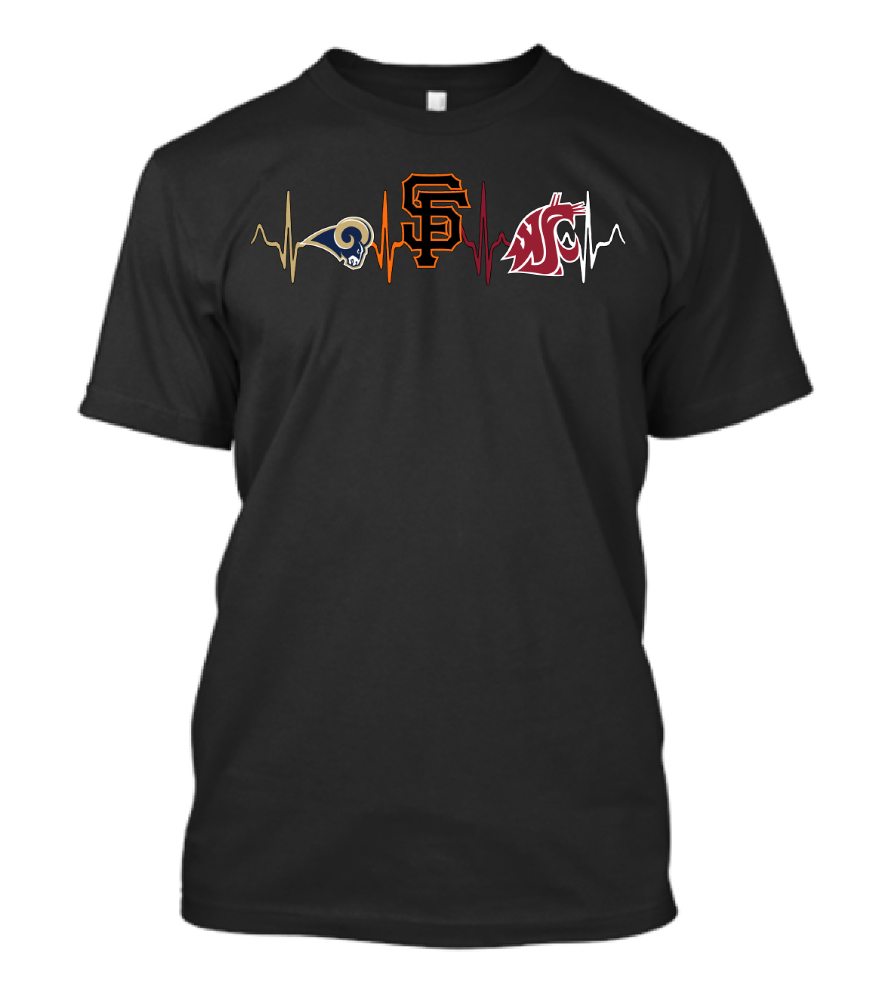 Rams Giants Wsc Heartbeat Sports Fan T-Shirt