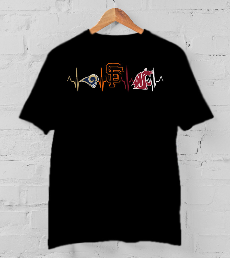 Rams Giants Wsc Heartbeat Sports Fan T-Shirt