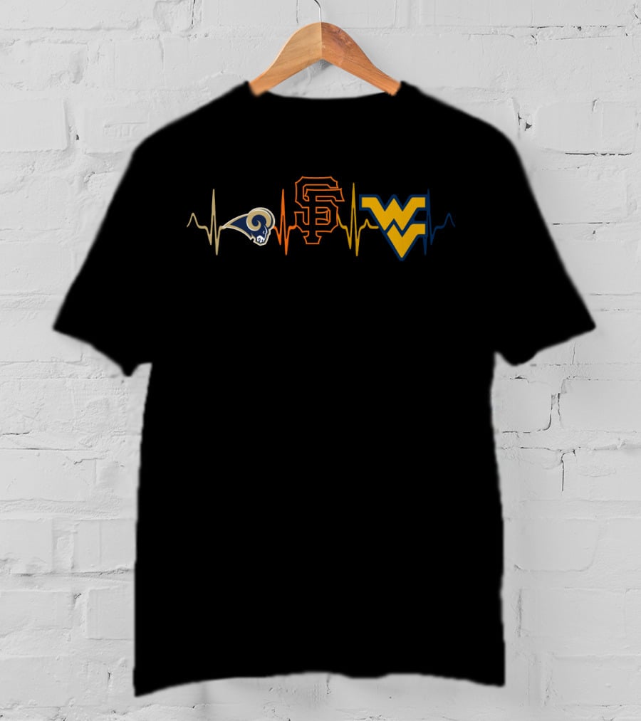 Rams Giants Wvu Heartbeat T-Shirt