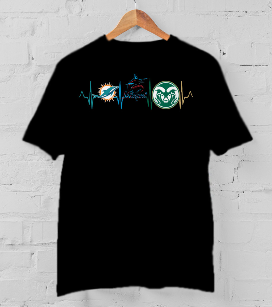 Miami Dolphins Marlins Rams Heartbeat Csr T-Shirt