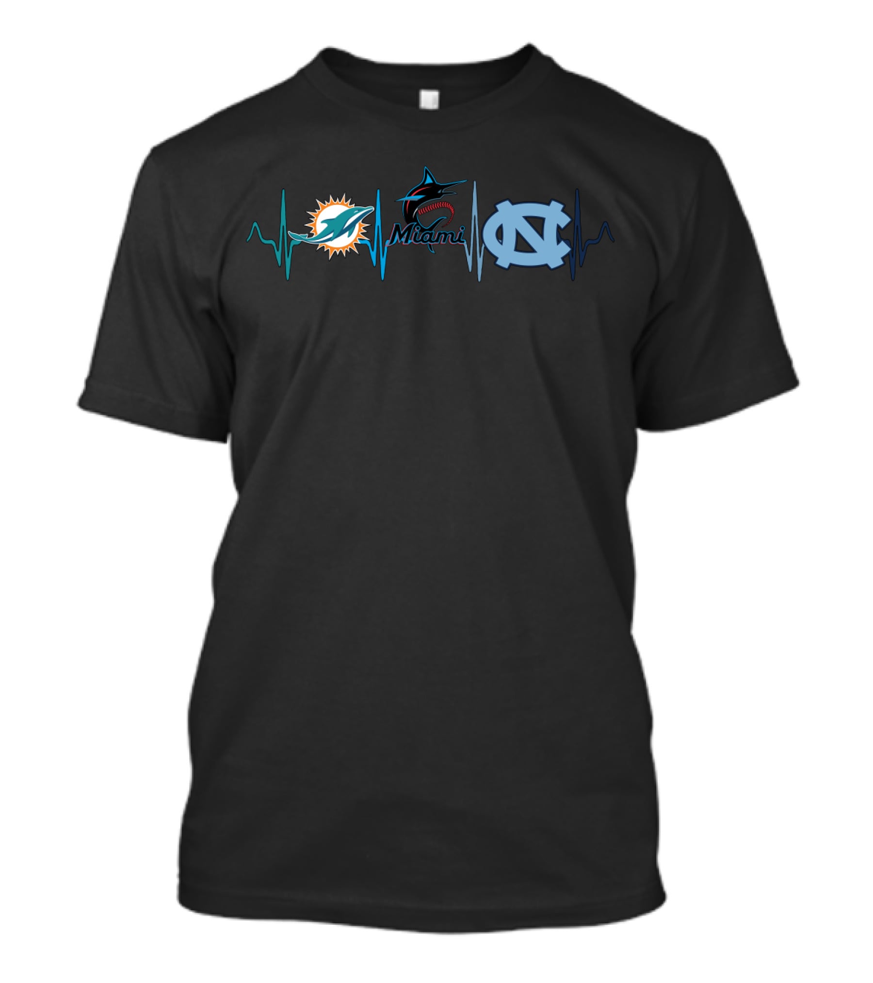 Miami Dolphins Marlins Unc Heartbeat Ncth T-Shirt