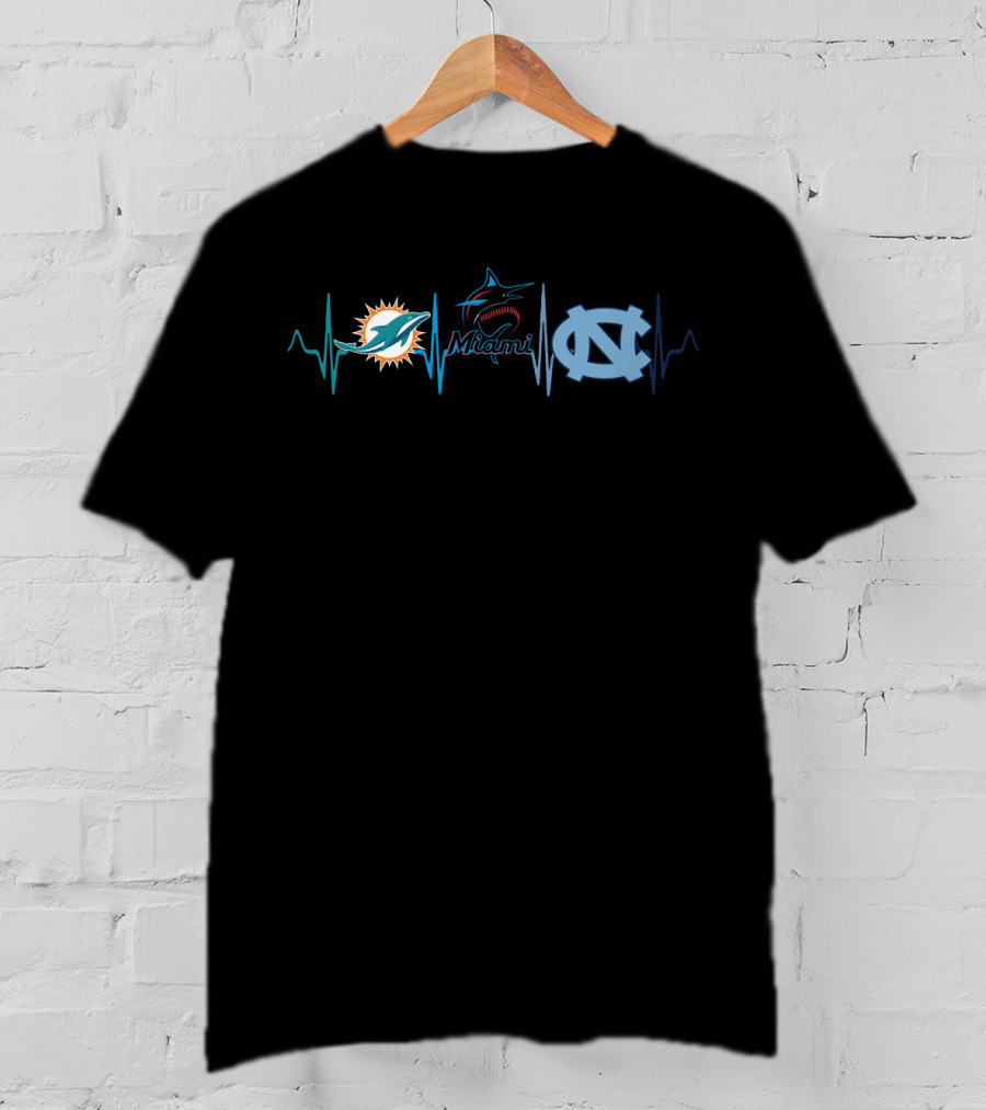 Miami Dolphins Marlins Unc Heartbeat Ncth T-Shirt