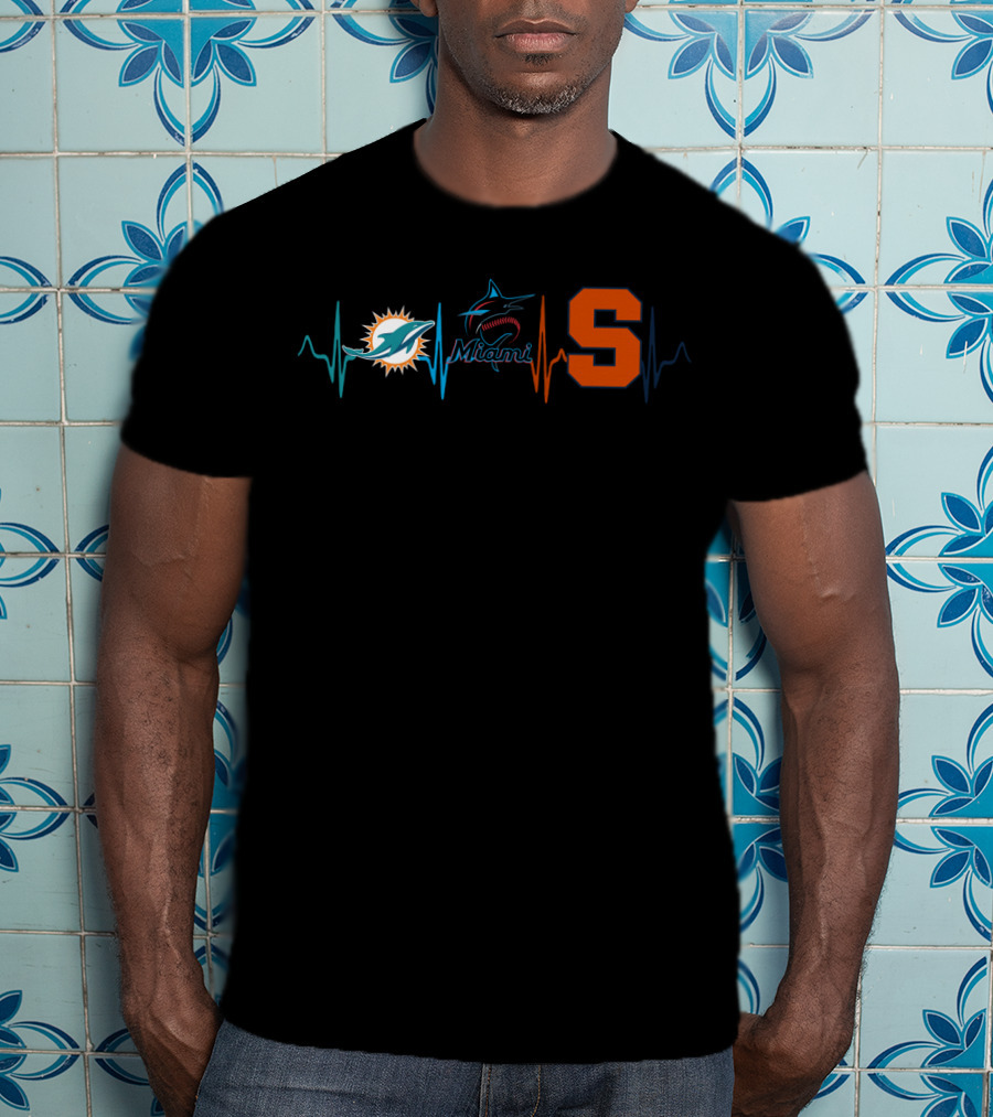 Miami Dolphins Marlins Syracuse Heartbeat T-Shirt
