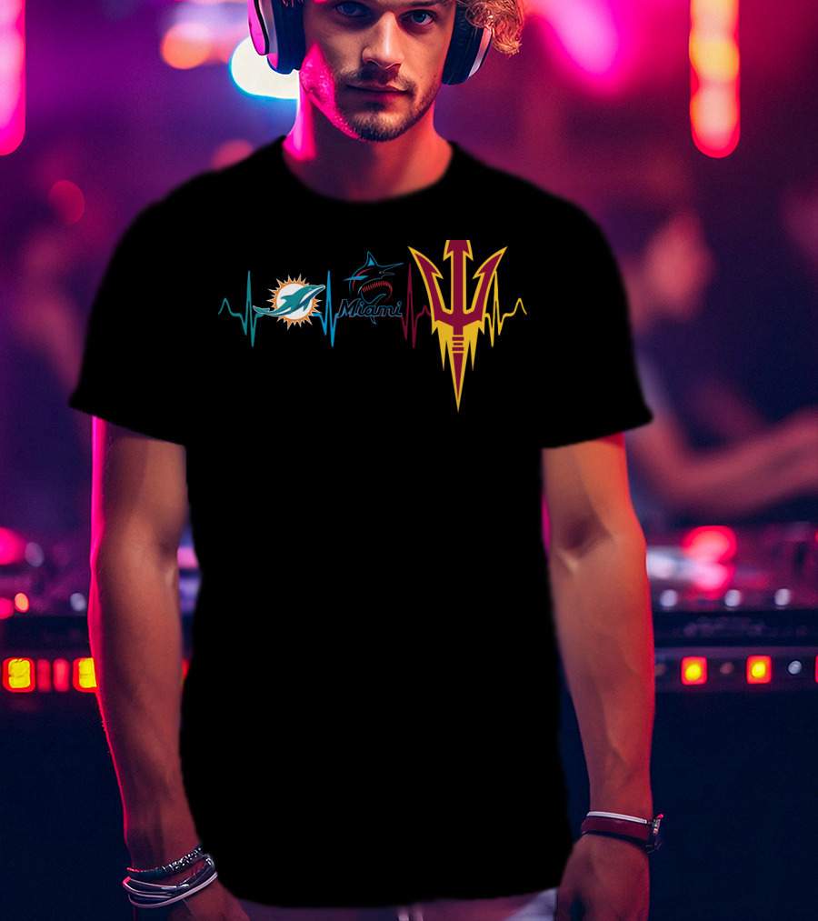 Miami Dolphins Marlins State Heartbeat Symbol T-Shirt