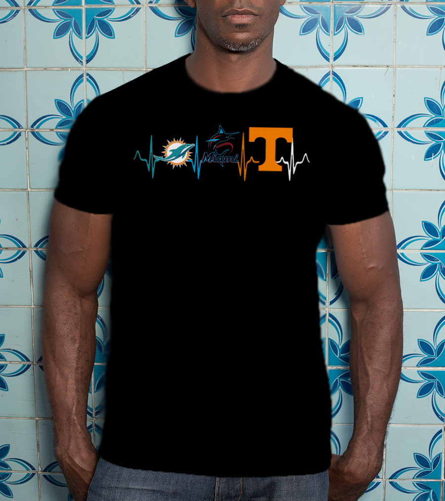 Miami Dolphins Marlins Volunteer Heartbeat T-Shirt