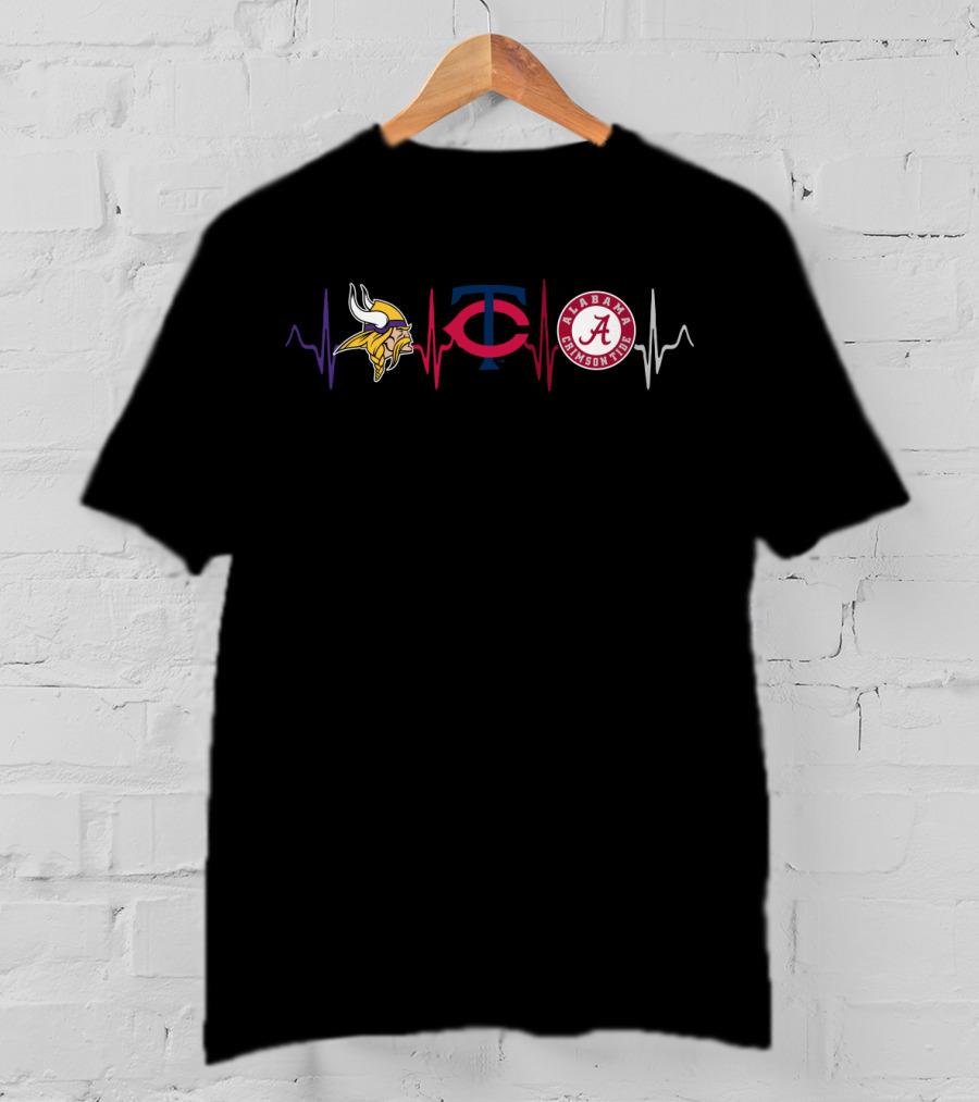 Vikings Twins Alabama Heartbeat T-Shirt