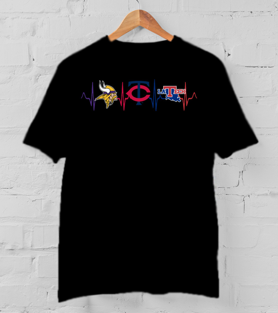 Vikings Twins Louisiana Tech Heartbeat T-Shirt