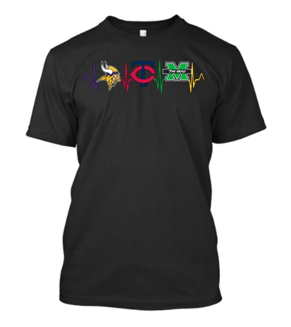 Vikings Twins Marshall University Herd Logo Heartbeat T-Shirt