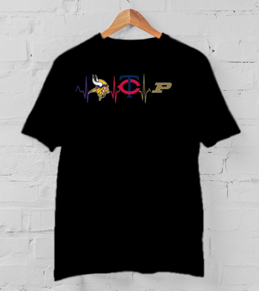 Vikings Twins Purdue Heartbeat T-Shirt