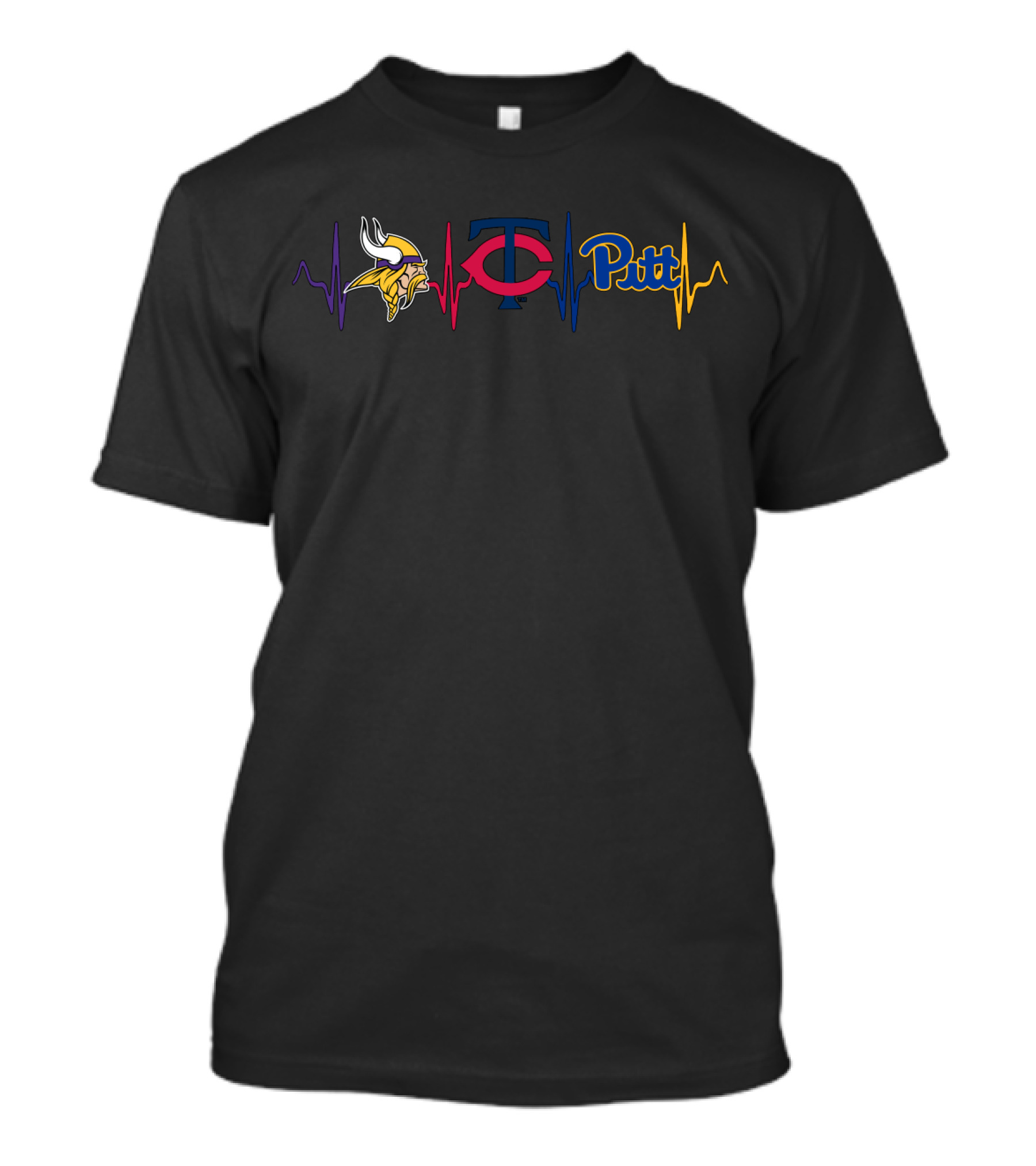 Vikings Twins Pitt Heartbeat Nfl Mlb Sports Fan Passion T-Shirt