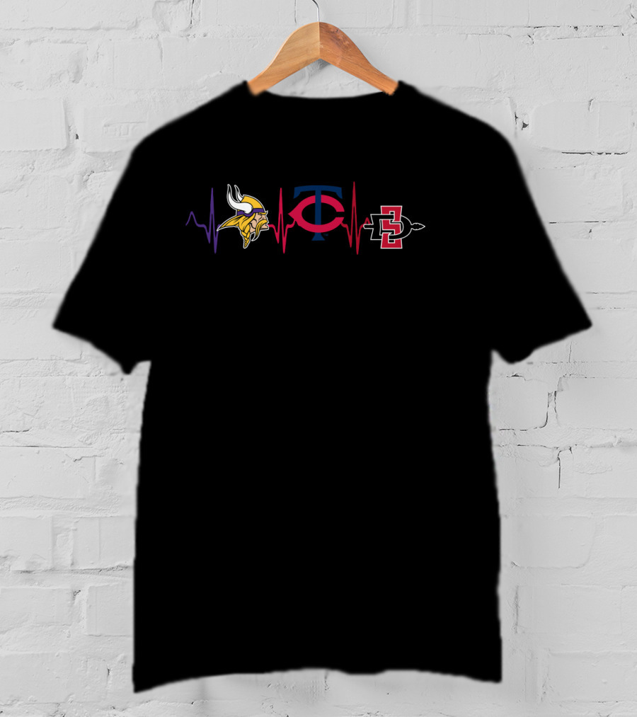Vikings Twins Sdsu Heartbeat T-Shirt