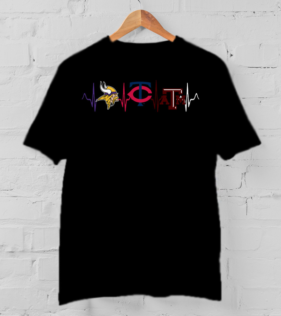 Minnesota Vikings Twins Taa Heartbeat T-Shirt
