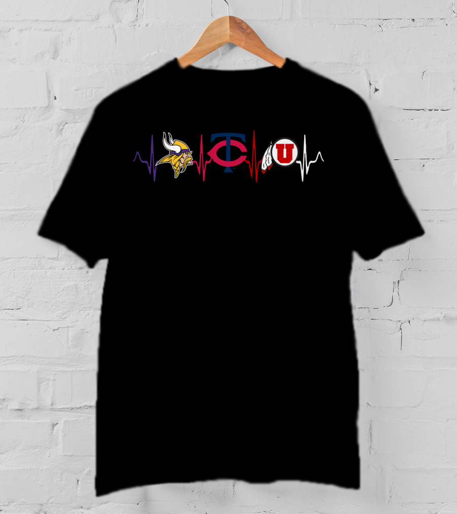 Vikings Twins Utah Utes Heartbeat T-Shirt