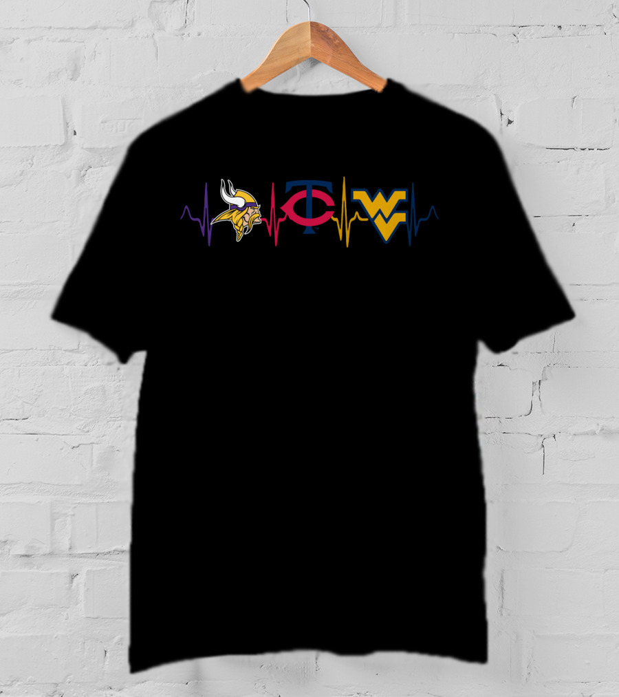 Vikings Twins West Virginia Heartbeat T-Shirt