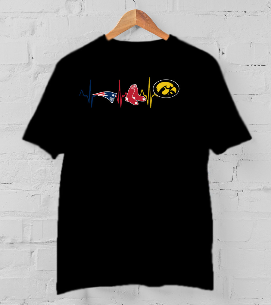 Patriots Red Sox Iowa Hawkeyes Heartbeat Ekg T-Shirt