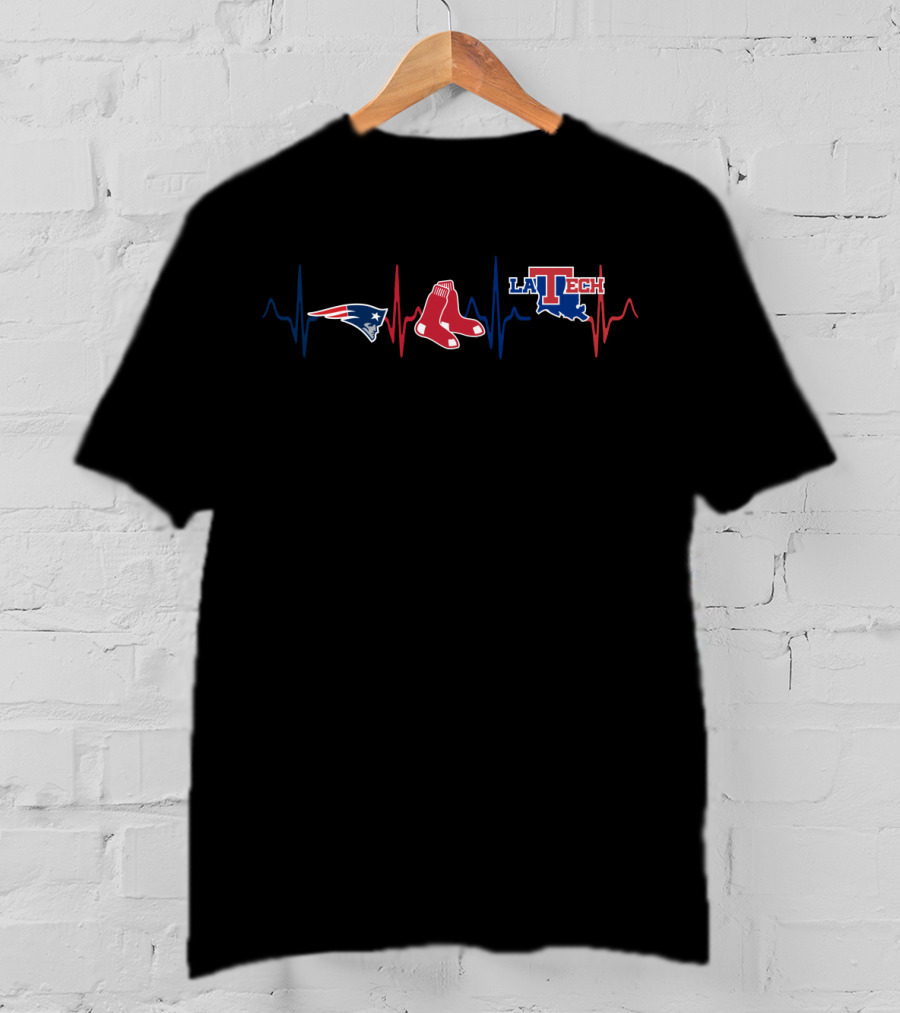 Love Patriots Red Sox La Tech Heartbeat T-Shirt
