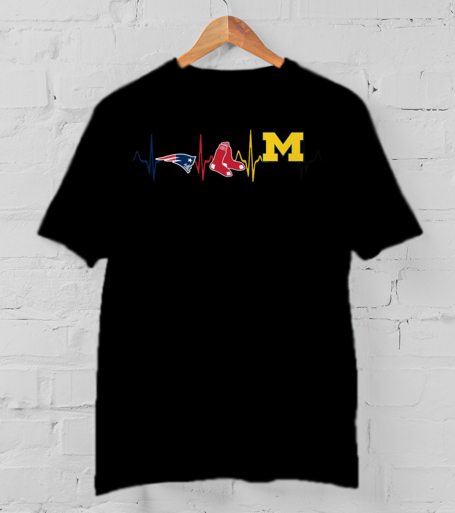 Love Patriots Red Sox Michigan Fan Pulse T-Shirt