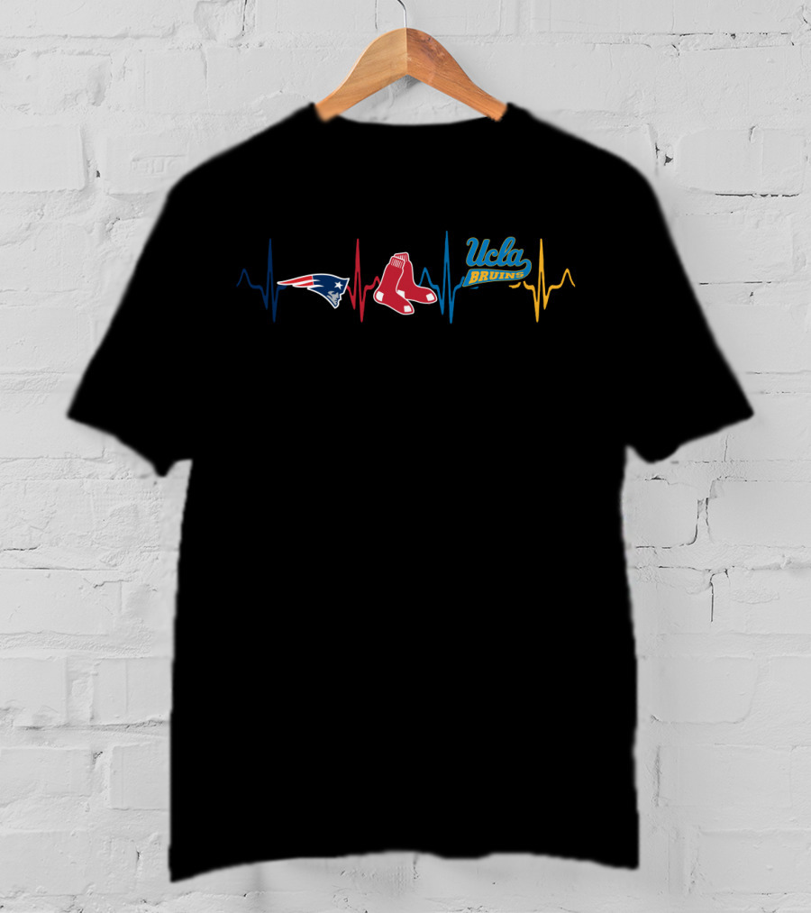 New England Patriots Red Sox Ucla Bruins Heartbeat T-Shirt