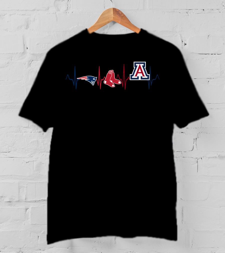 Patriots Red Sox Arizona Wildcats Pulse Heartbeat T-Shirt
