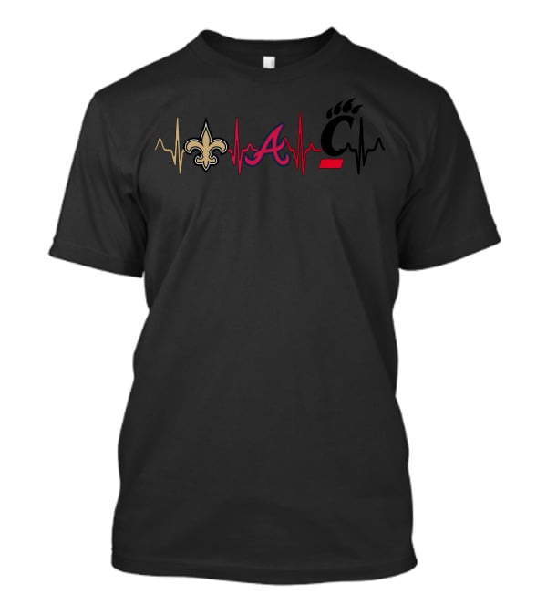 Love Saints Braves Cincinnati Bearcats Heartbeat T-Shirt