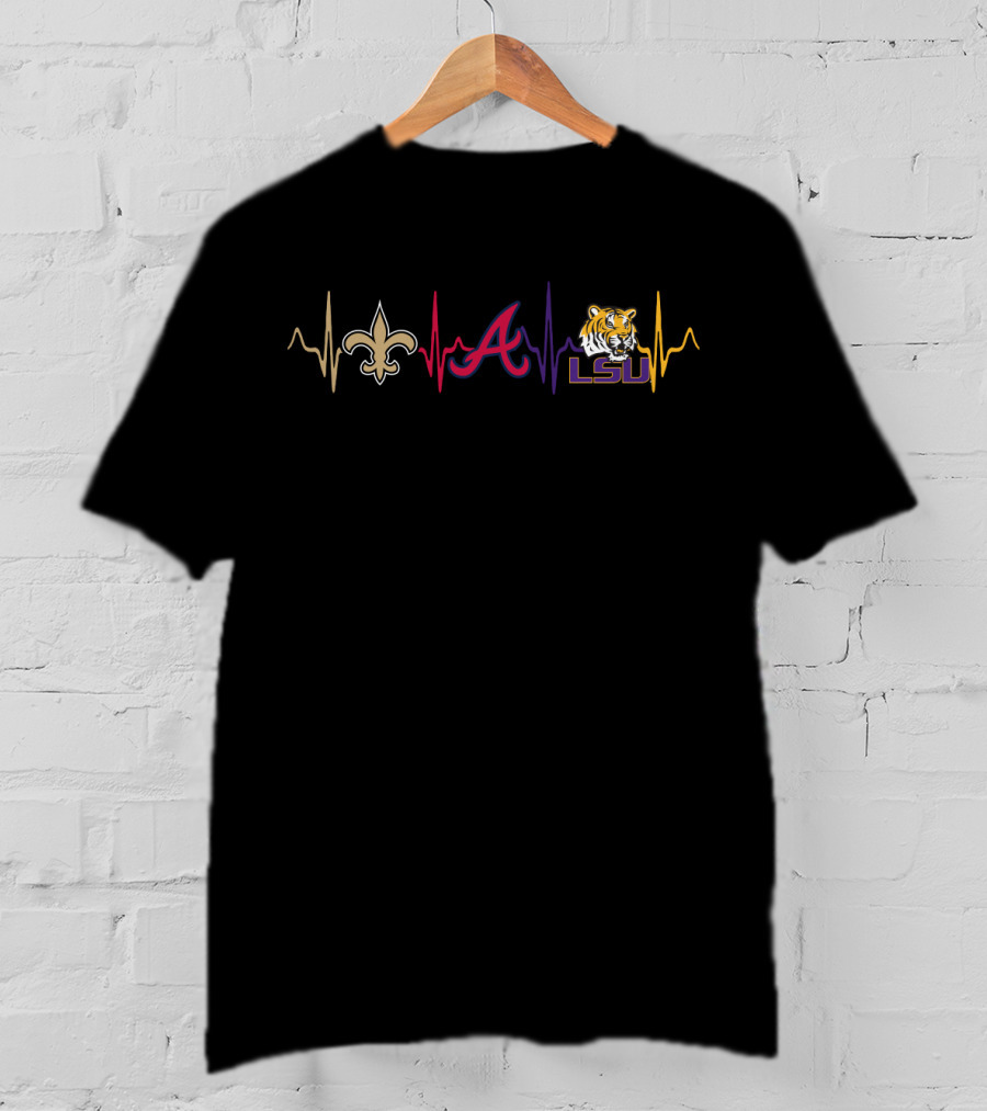 Love Saints Braves Lsu Heartbeat T-Shirt