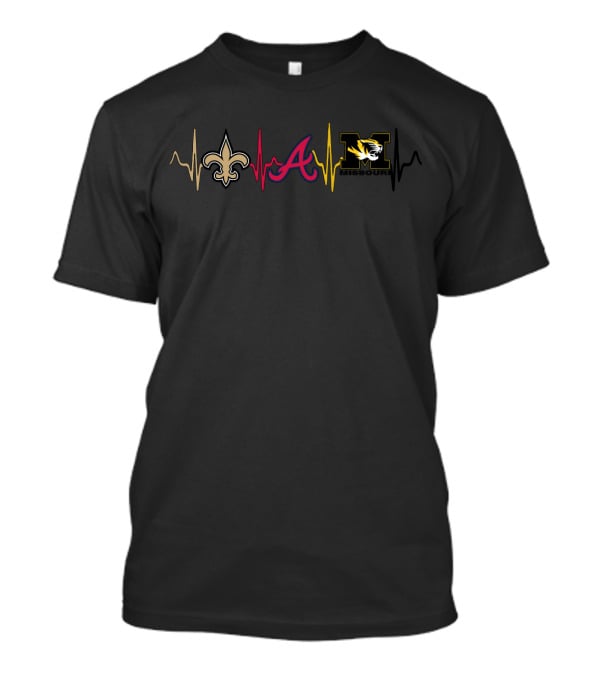 Saints Atlanta Braves Missouri Tigers Heartbeat T-Shirt