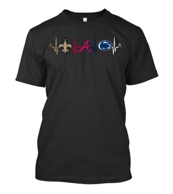 New Orleans Saints Atlanta Braves Penn State Lions Heartbeat T-Shirt