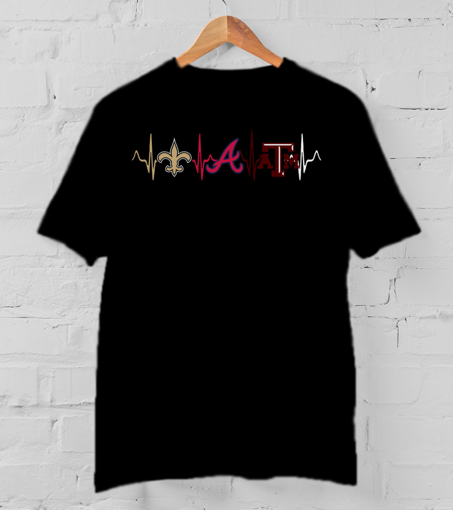 Love Saints Braves Taa Heartbeat Icons T-Shirt