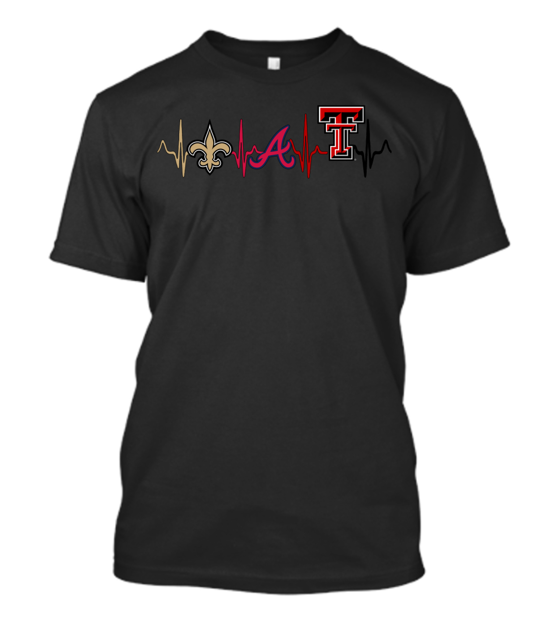New Orleans Saints Atlanta Braves Texas Tech Red Raiders Sports Icons T-Shirt