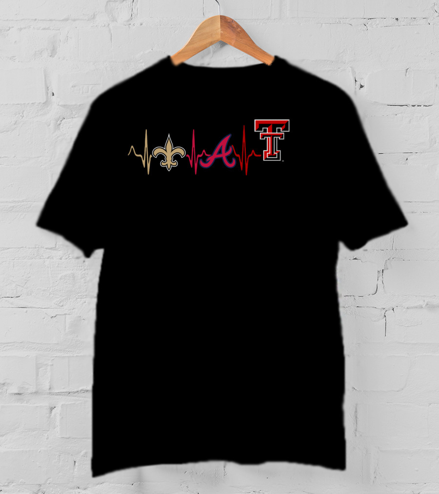 New Orleans Saints Atlanta Braves Texas Tech Red Raiders Sports Icons T-Shirt