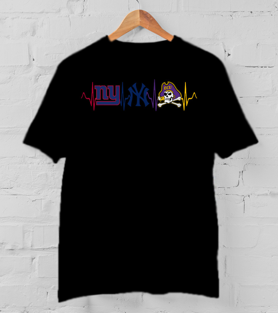 Ny Giants Yankees Ecu Heartbeat T-Shirt