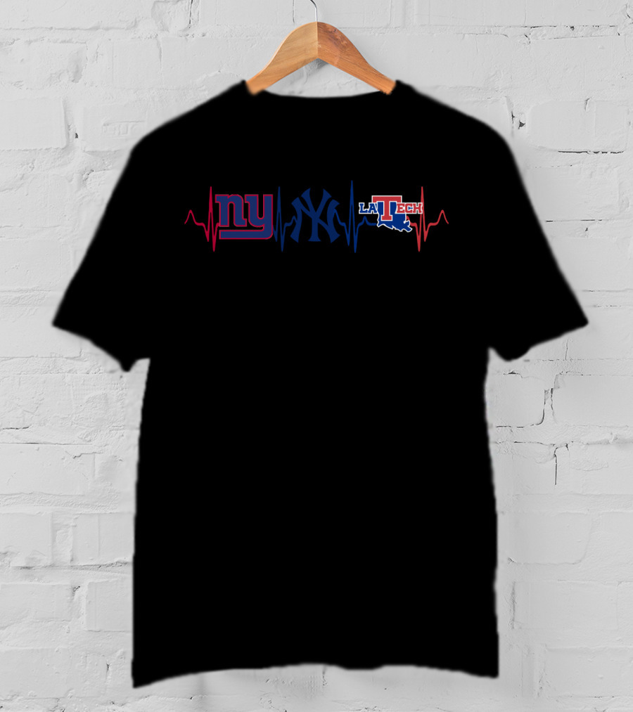 Ny Giants Yankees Louisiana Tech Heartbeat T-Shirt