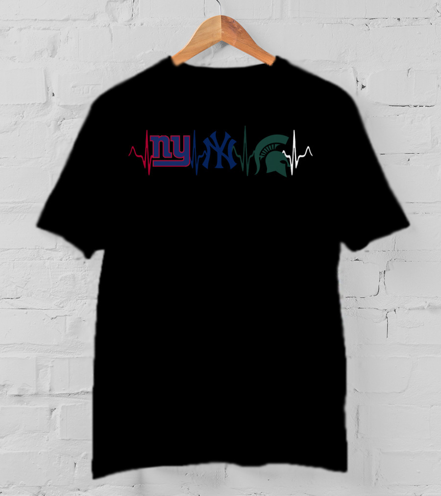 Ny Giants Ny Yankees Spartan Heartbeat Mss T-Shirt