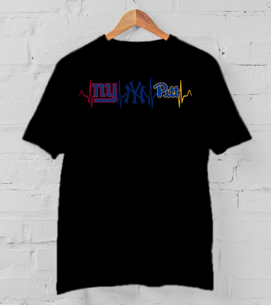 Ny Yankees Giants Pitt Heartbeat T-Shirt