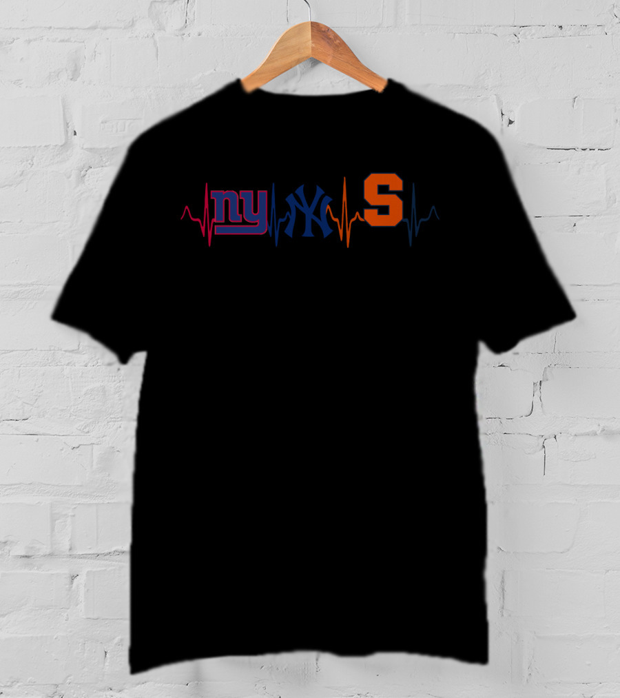 Ny Giants Yankees Syracuse Heartbeat T-Shirt