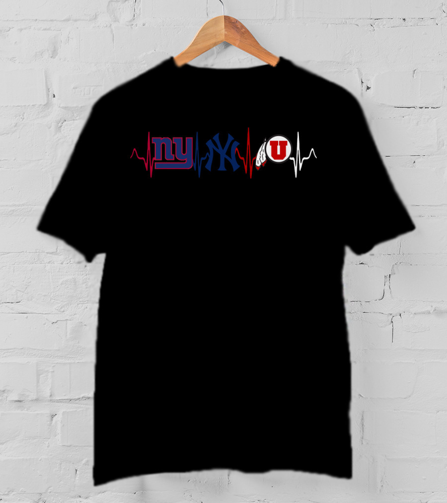 Ny Giants Yankees Utah U Heartbeat T-Shirt