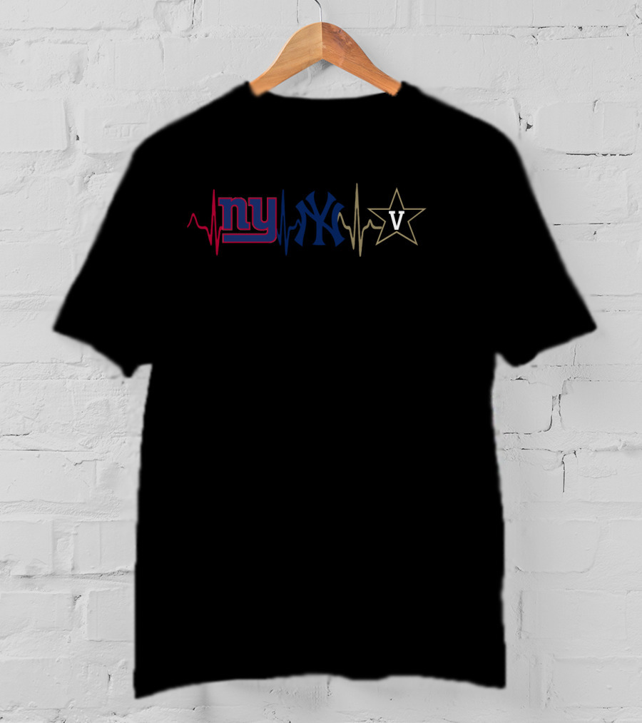 Love Giants Yankees Vanderbilt Heartbeat T-Shirt
